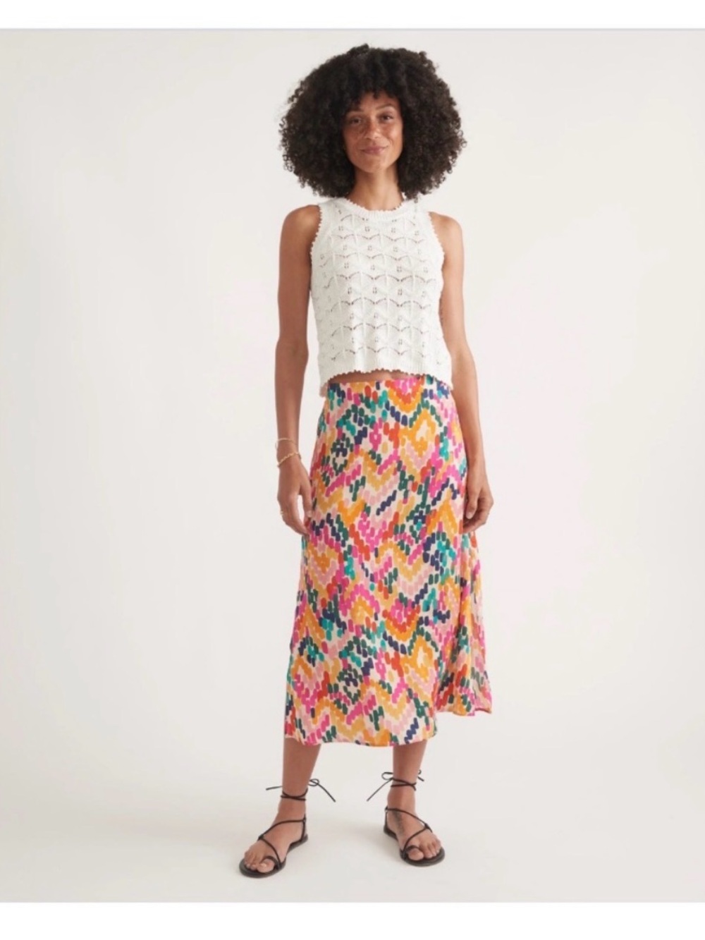 Marine Layer Vibrant Multicolor Printed Midi Skirt